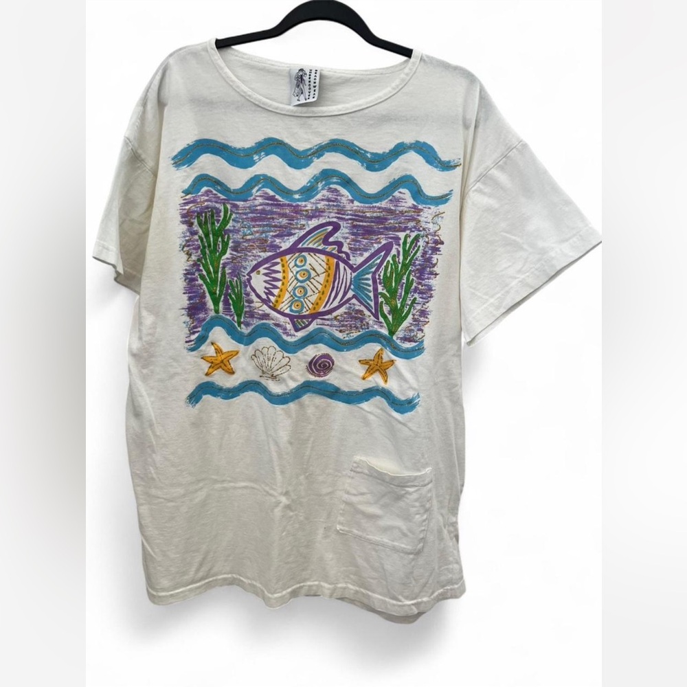 Colorful Fish Graphic T-Shirt Dress